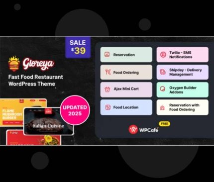 Gloreya - Food Ordering & Delivery Restaurant WordPress Theme