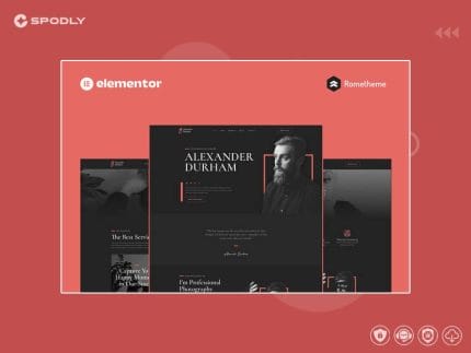 Alexander Durham - Portfolio Photography Elementor Pro Full Site Template Kit