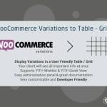 Wordpress plugin WooCommerce - Variations to Table Grid