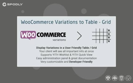 Wordpress plugin WooCommerce - Variations to Table Grid