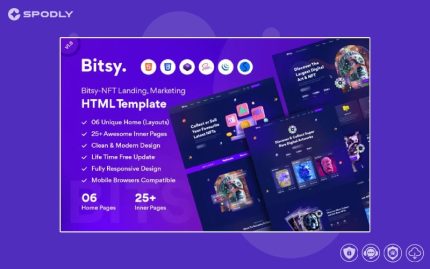 Bitsy - NFT Marketplace HTML Template Website Template