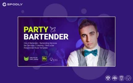 Party Bartender - Bartending Services / Catering / Rent A Bar Responsive Muse Template