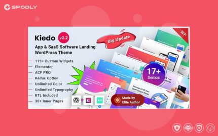Wordpress Theme Kiedo - App & SaaS Software Landing Elementor WordPress Theme